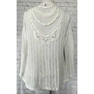 Logix Open Cardigan Large White Crochet Women
